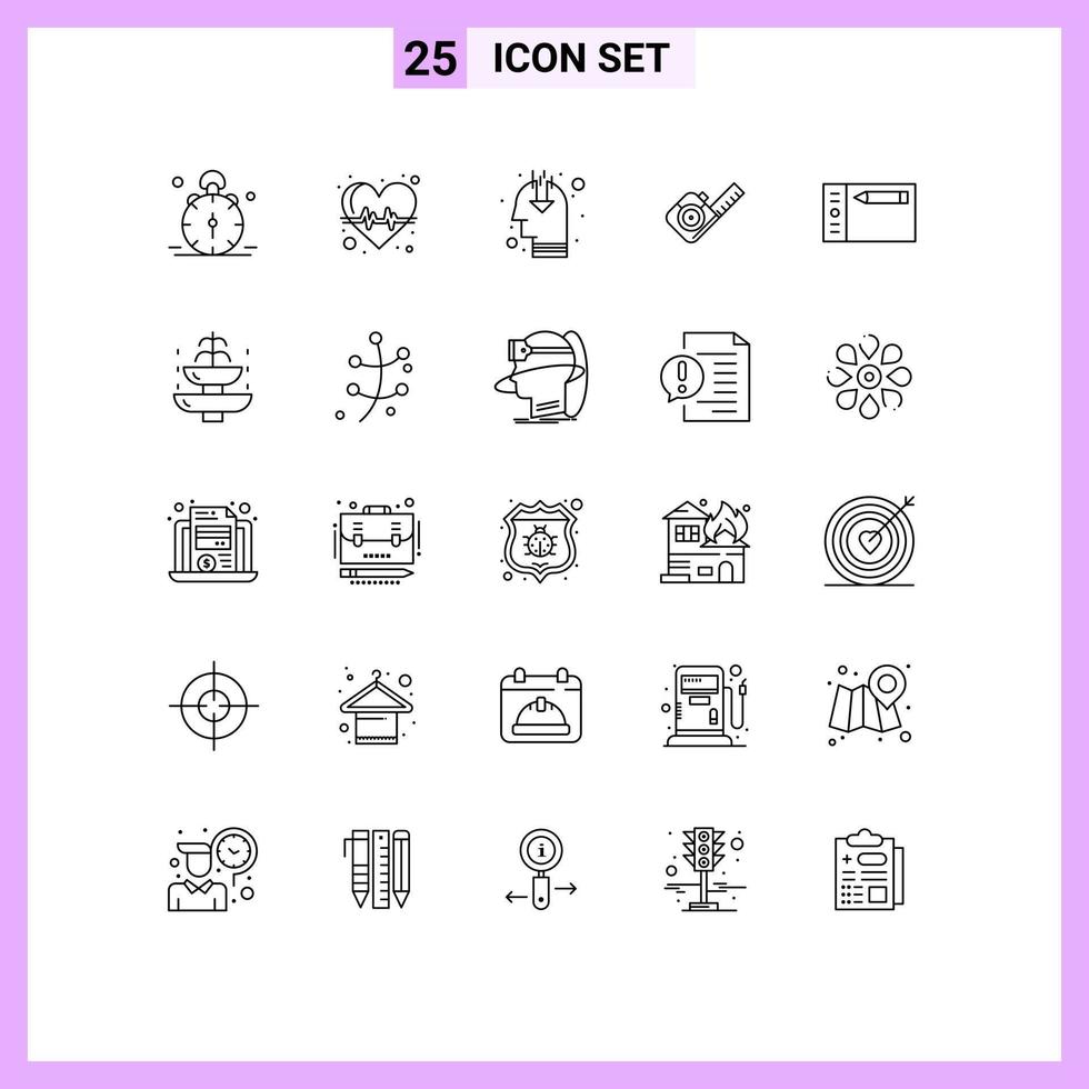 Editable Vector Line Pack of 25 Simple Lines of design tape health care measuring public opinion Editable Vector Design Elements