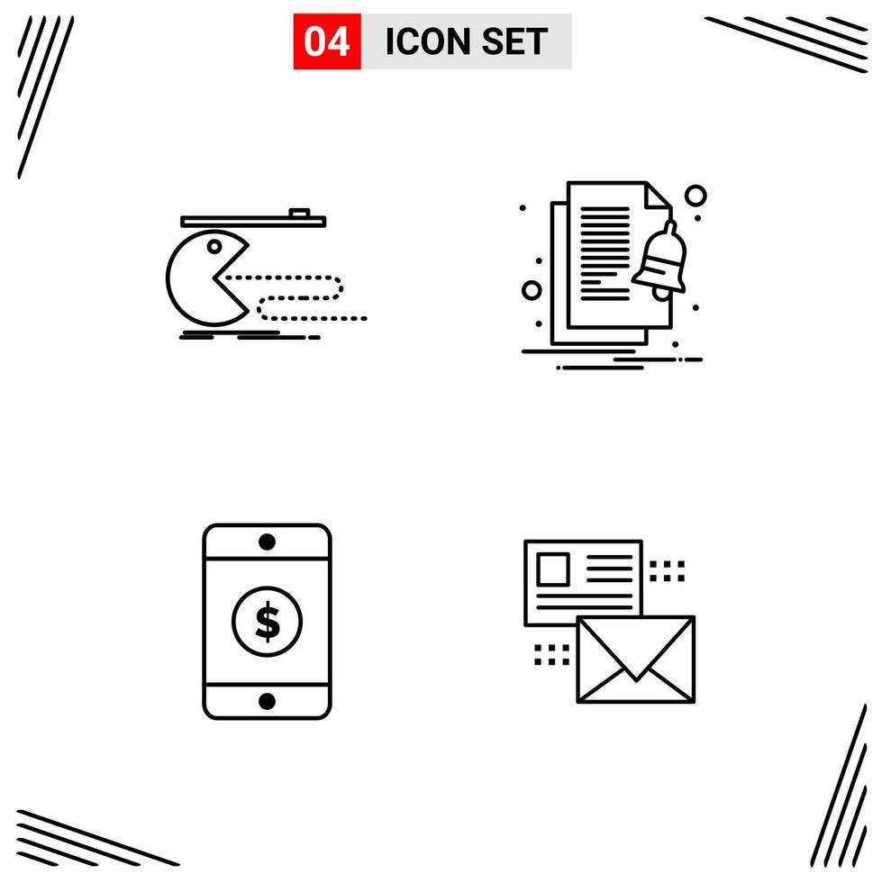 4 iconos estilo de línea cuadrícula basada en símbolos de contorno creativo para el diseño de sitios web signos de icono de línea simple aislados en fondo blanco 4 conjunto de iconos vector