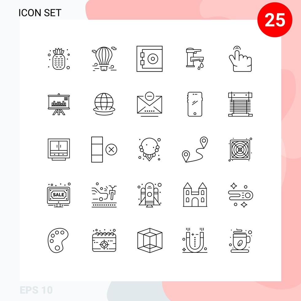 25 Creative Icons Modern Signs and Symbols of double faucet bank water hand Editable Vector Design Elements