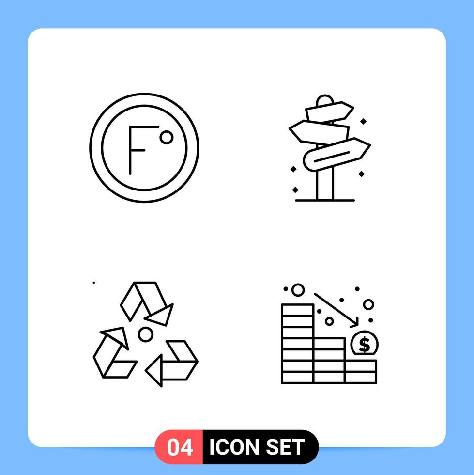 4 Line Black Icon Pack Outline Symbols for Mobile Apps isolated on white background 4 Icons Set vector