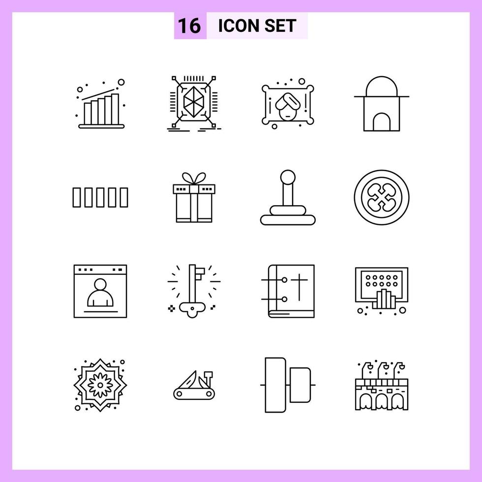 16 Icons in Line Style Outline Symbols on White Background Creative Vector Signs for Web mobile and Print