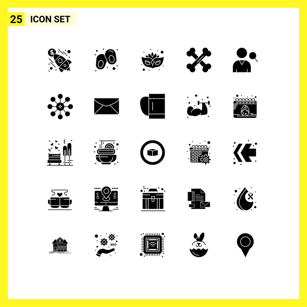 25 Universal Solid Glyphs Set for Web and Mobile Applications biochemistry search mask employee lab Editable Vector Design Elements