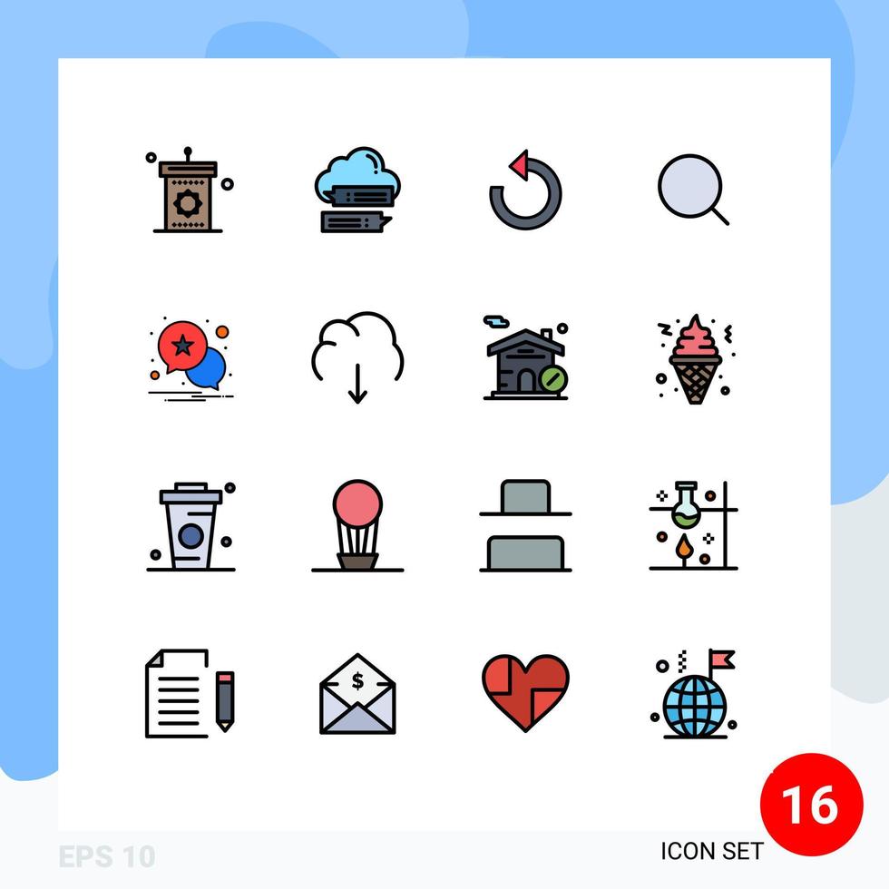 Universal Icon Symbols Group of 16 Modern Flat Color Filled Lines of max magnify cloud search rotate Editable Creative Vector Design Elements