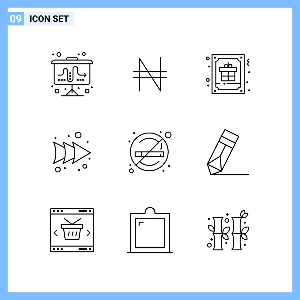 9 Icons Line style Creative Outline Symbols Black Line Icon Sign Isolated on White Background vector