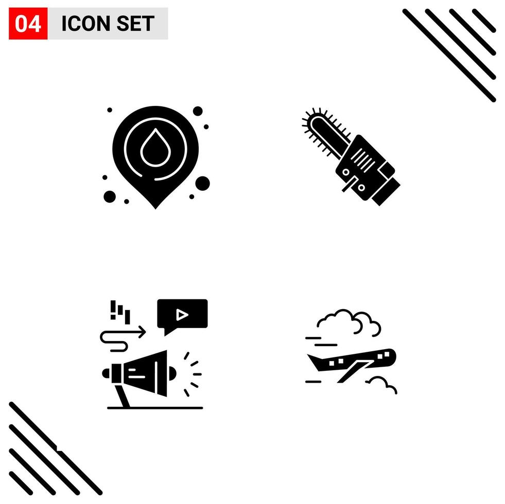 Pixle Perfect Set of 4 Solid Icons Glyph Icon Set for Webite Designing and Mobile Applications Interface vector