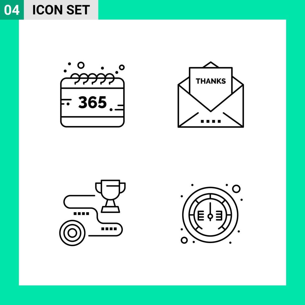 Pack of 4 Line Style Icon Set Outline Symbols for print Creative Signs Isolated on White Background 4 Icon Set vector