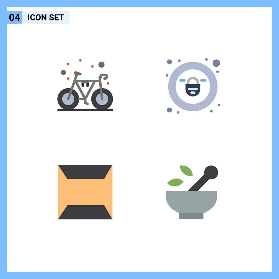 Universal Icon Symbols Group of 4 Modern Flat Icons of bicycle sealed gym security medical Editable Vector Design Elements