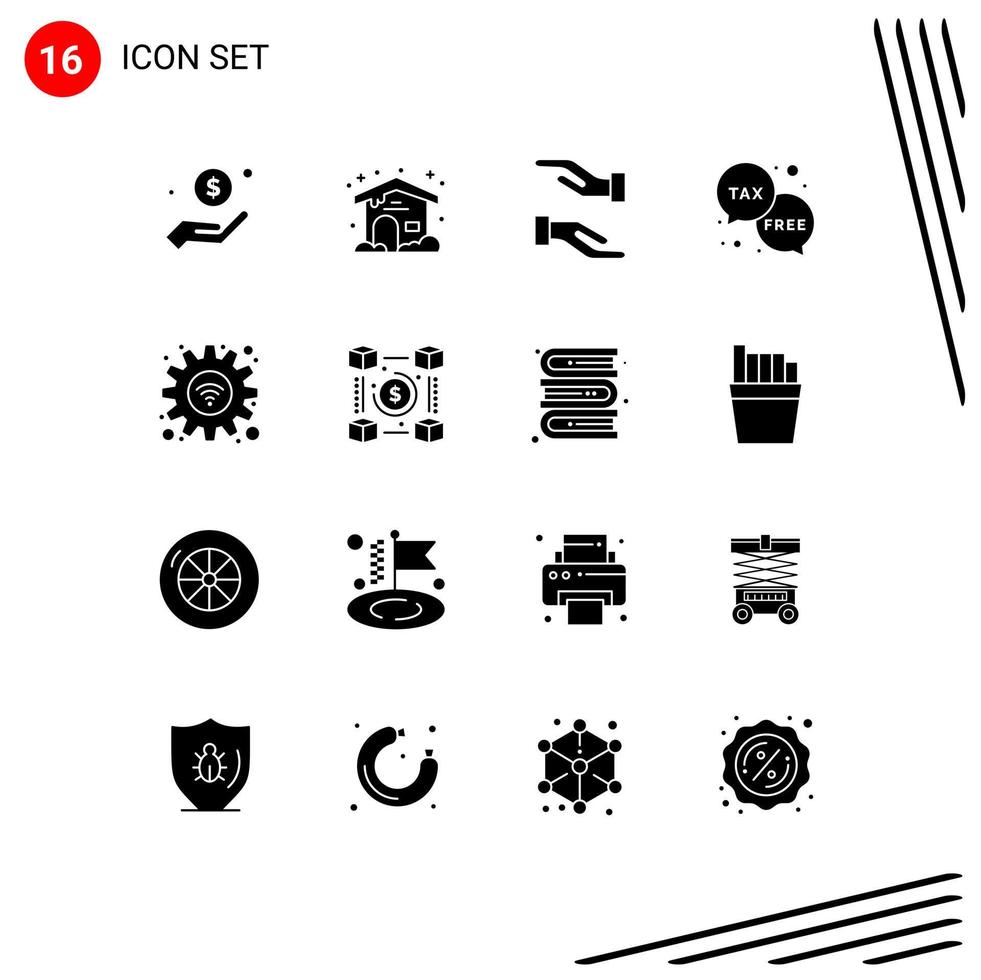 User Interface Pack of 16 Basic Solid Glyphs of options tax care money finance Editable Vector Design Elements