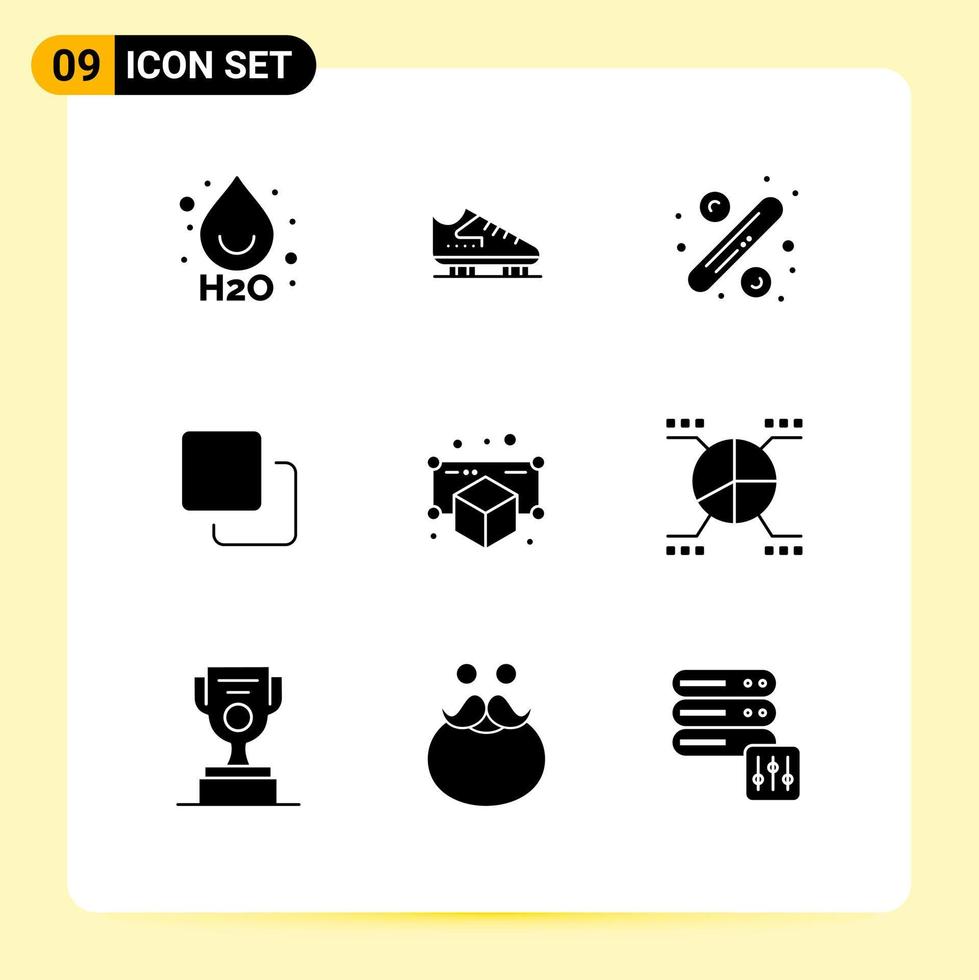Stock Vector Icon Pack of 9 Line Signs and Symbols for model stack percentage quadruple four Editable Vector Design Elements
