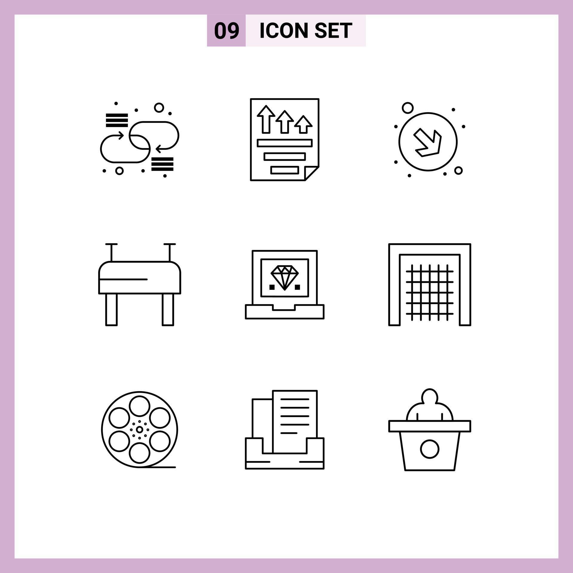 Mobile Interface Outline Set of 9 Pictograms of programming develop ...