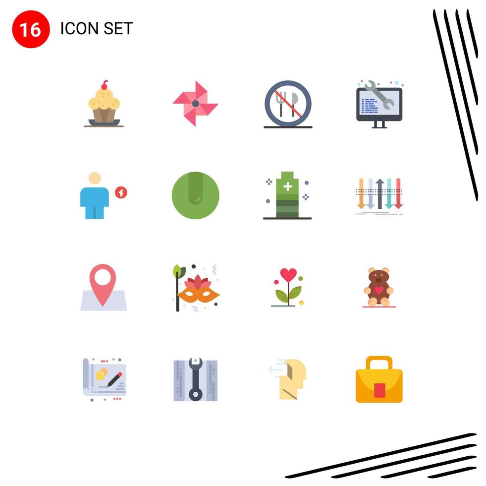 Set of 16 Commercial Flat Colors pack for body web development eating web coding Editable Pack of Creative Vector Design Elements
