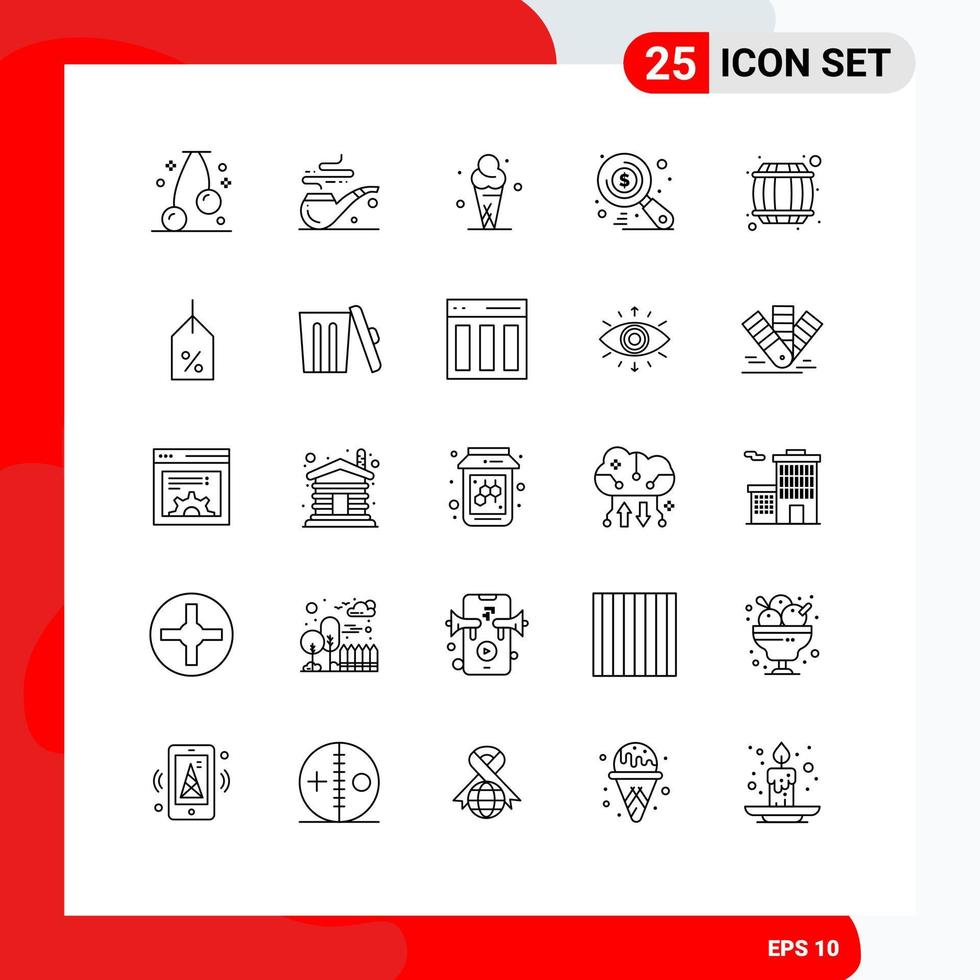 25 Creative Icons Modern Signs and Symbols of drink beer barrel ice alcohol search Editable Vector Design Elements