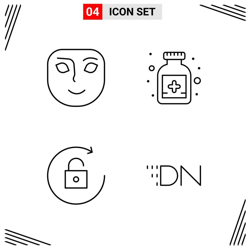4 Icons Line Style Grid Based Creative Outline Symbols for Website Design Simple Line Icon Signs Isolated on White Background 4 Icon Set vector