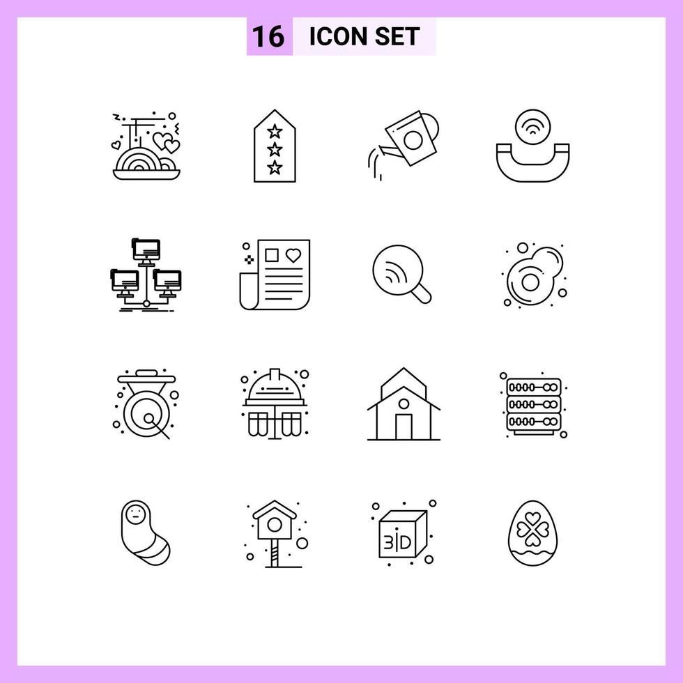 Outline Pack of 16 Universal Symbols of database handset three call tank Editable Vector Design Elements