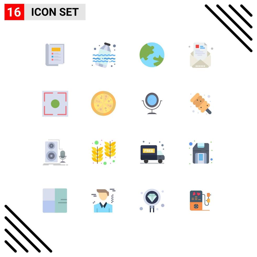 Modern Set of 16 Flat Colors and symbols such as frame resume education profile e Editable Pack of Creative Vector Design Elements