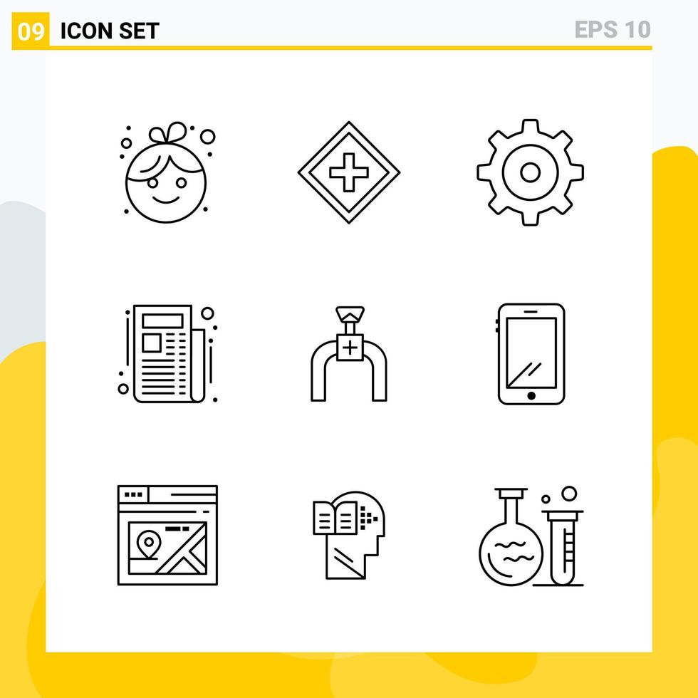 Collection of 9 Universal Line Icons Icon Set for Web and Mobile vector