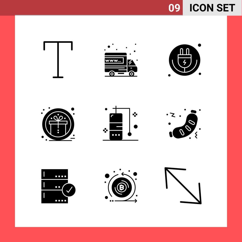 9 Icon Pack Solid Style Glyph Symbols on White Background Simple Signs for general designing vector