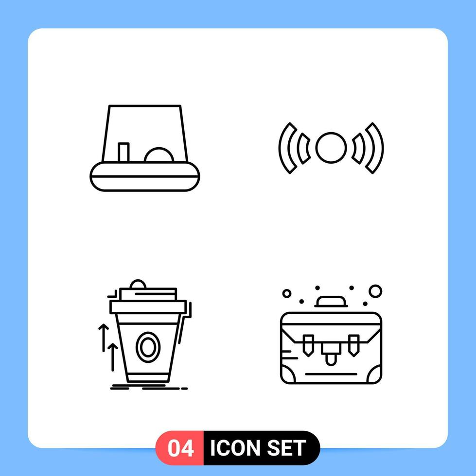 4 Line Black Icon Pack Outline Symbols for Mobile Apps isolated on white background 4 Icons Set vector