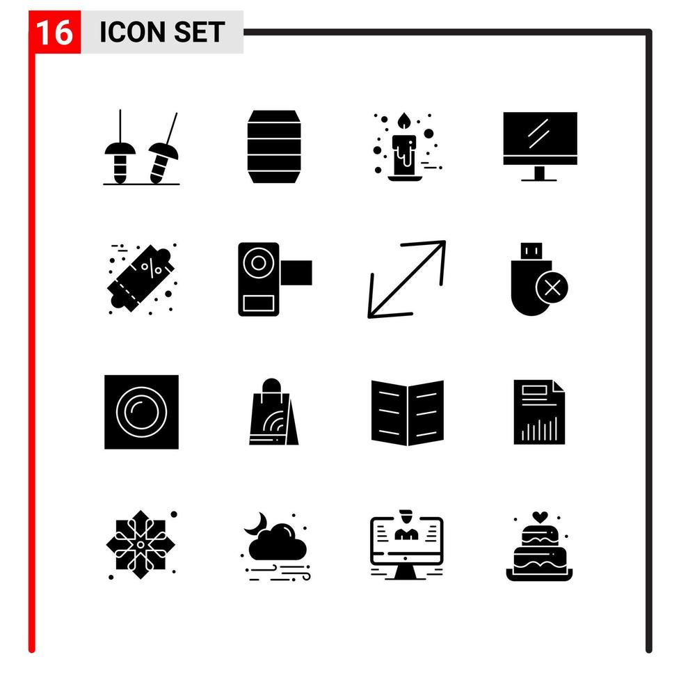 16 General Icons for website design print and mobile apps 16 Glyph Symbols Signs Isolated on White Background 16 Icon Pack vector