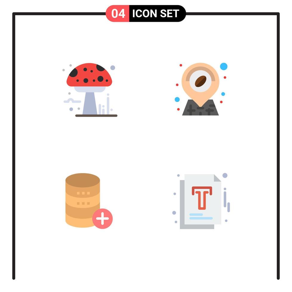 4 Thematic Vector Flat Icons and Editable Symbols of amanita sal poison shop add Editable Vector Design Elements