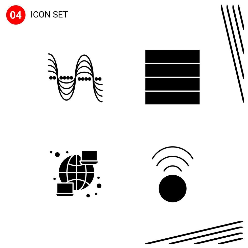 Collection of 4 Vector Icons in solid style Pixle Perfect Glyph Symbols for Web and Mobile Solid Icon Signs on White Background 4 Icons