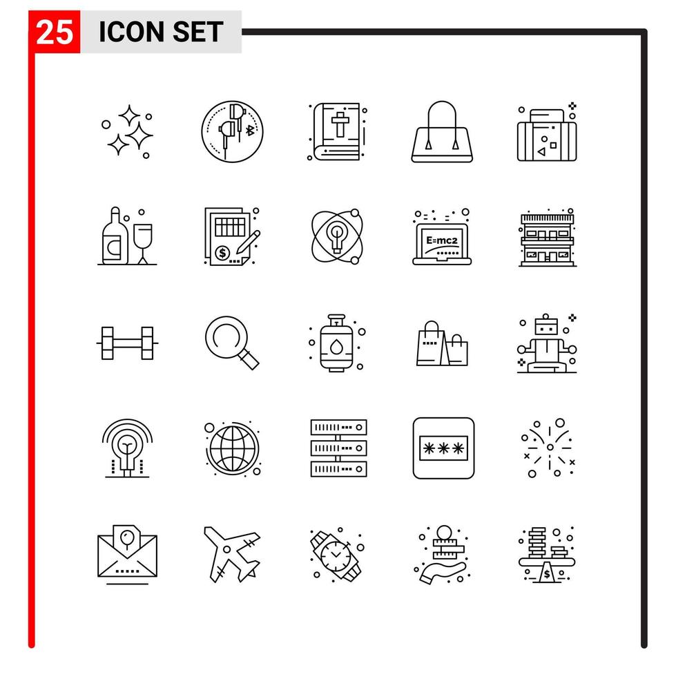 25 íconos generales para diseño de sitios web, impresión y aplicaciones móviles 25 símbolos de contorno signos aislados en fondo blanco paquete de 25 íconos vector