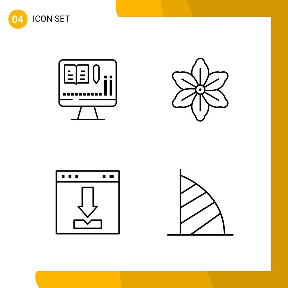 4 Icon Set Line Style Icon Pack Outline Symbols isolated on White Backgound for Responsive Website Designing vector