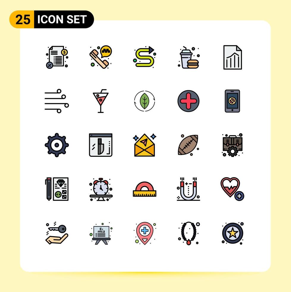 25 Universal Filled line Flat Color Signs Symbols of report file indicator document fast Editable Vector Design Elements