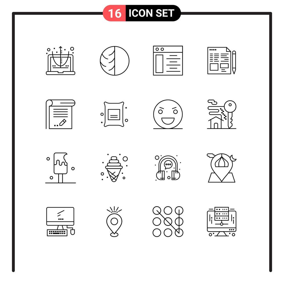 16 Universal Outline Signs Symbols of education text skin care file web page Editable Vector Design Elements