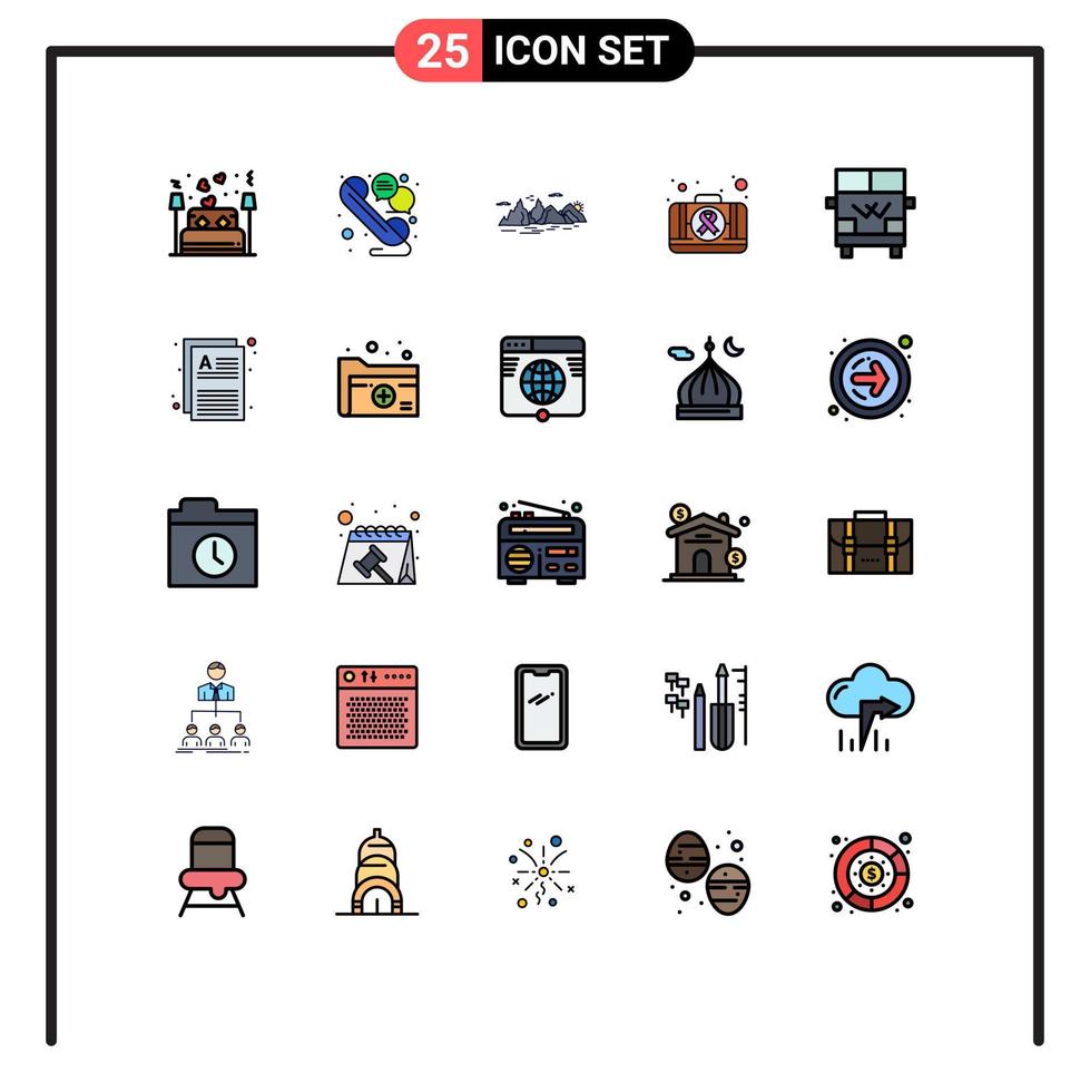 Set of 25 Modern UI Icons Symbols Signs for medical kit telephone first aid nature Editable Vector Design Elements