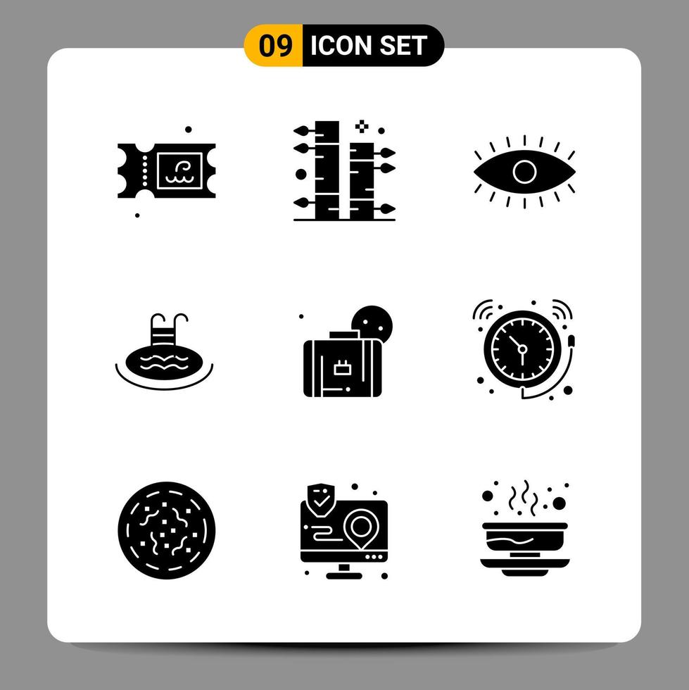 9 Black Icon Pack Glyph Symbols Signs for Responsive designs on white background 9 Icons Set vector