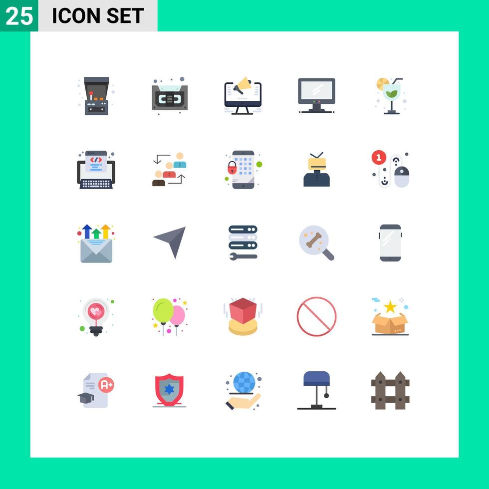 Universal Icon Symbols Group of 25 Modern Flat Colors of pc device promotion monitor offer Editable Vector Design Elements
