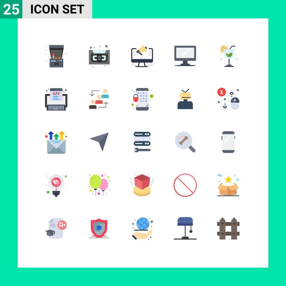 Universal Icon Symbols Group of 25 Modern Flat Colors of pc device promotion monitor offer Editable Vector Design Elements