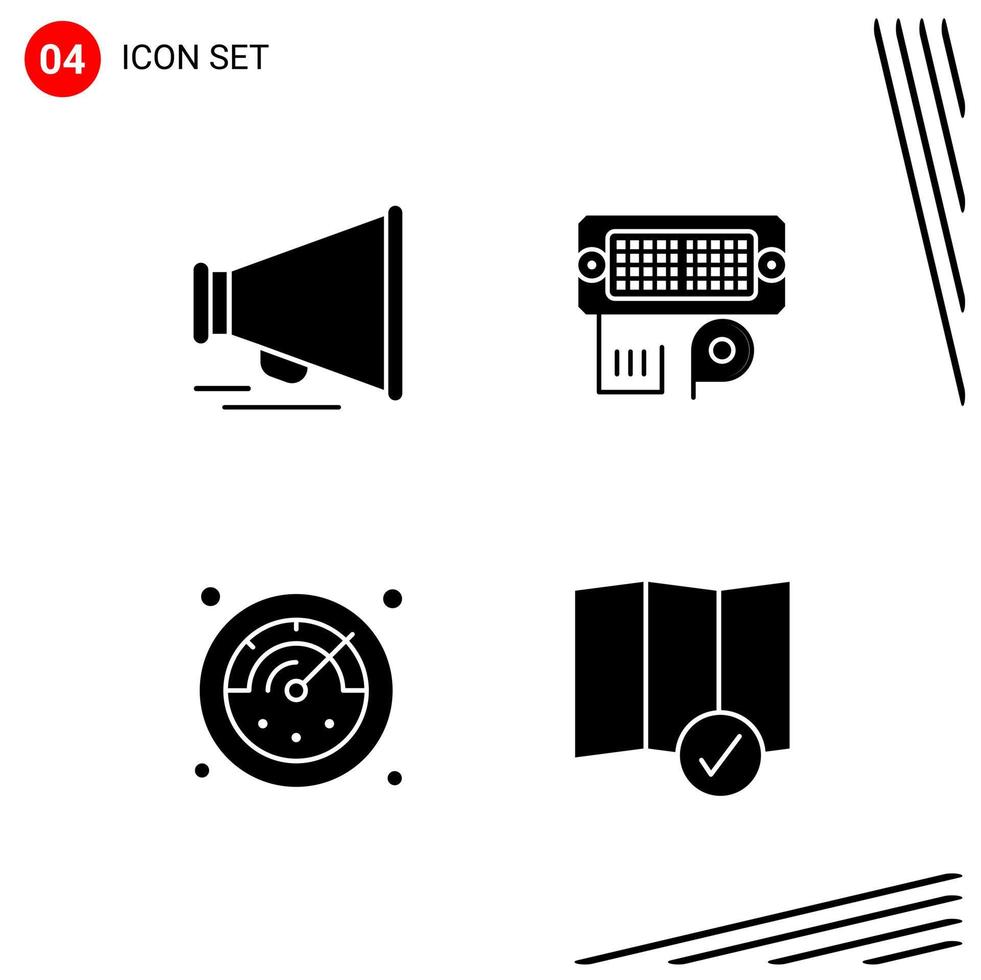 Collection of 4 Vector Icons in solid style Pixle Perfect Glyph Symbols for Web and Mobile Solid Icon Signs on White Background 4 Icons