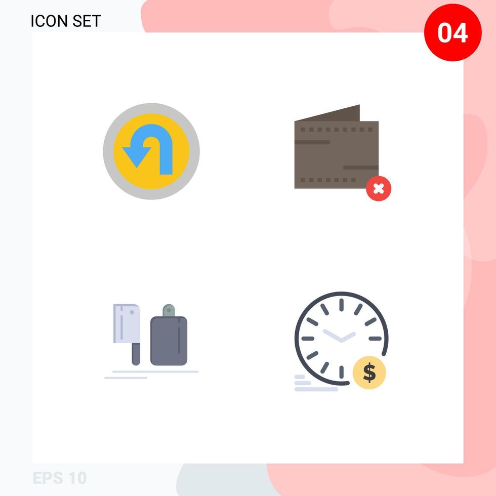 paquete de 4 signos y símbolos de iconos planos modernos para medios de impresión web, como elementos de diseño de vectores editables de flecha chopper way e chef