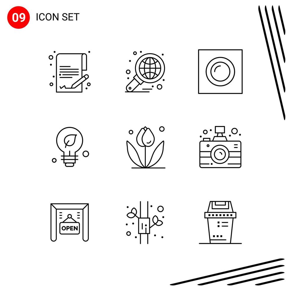 Collection of 9 Vector Icons in Line style Pixle Perfect Outline Symbols for Web and Mobile Line Icon Signs on White Background 9 Icons