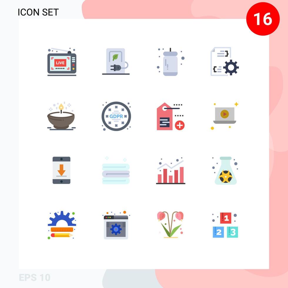 Modern Set of 16 Flat Colors and symbols such as diya file vehicle development tomato Editable Pack of Creative Vector Design Elements