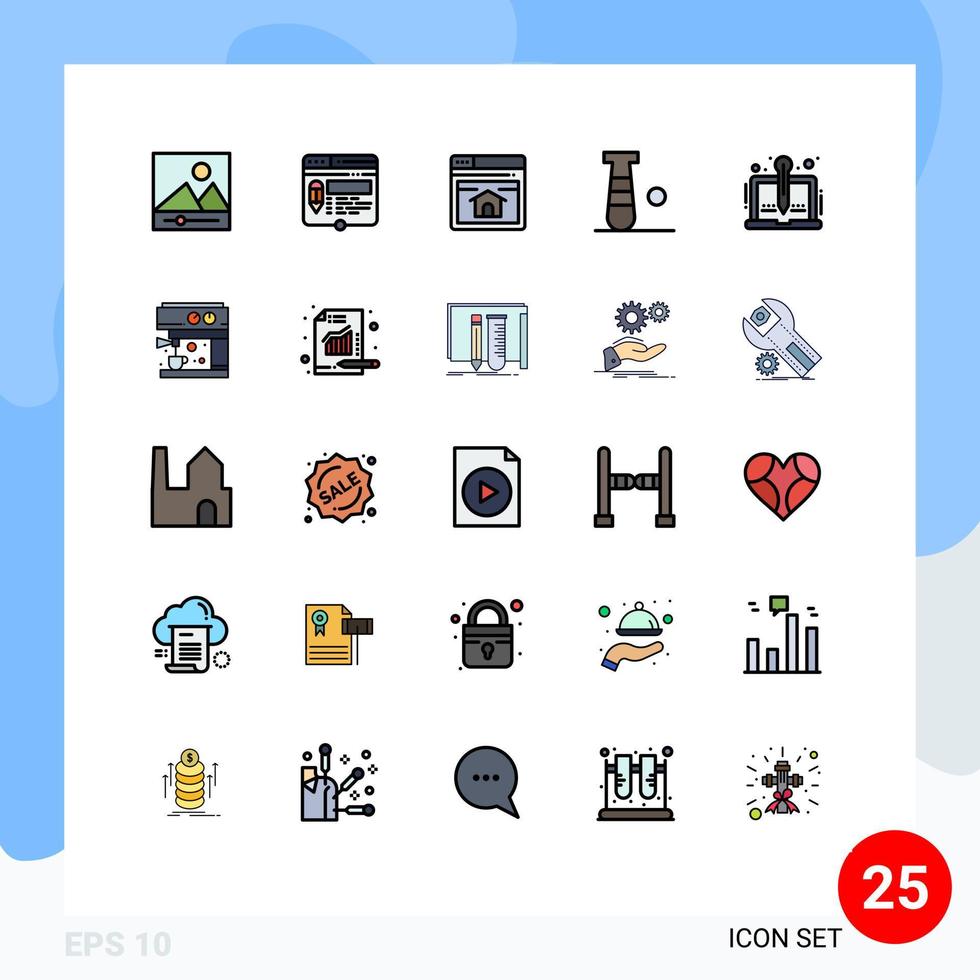 Set of 25 Modern UI Icons Symbols Signs for organic sport seo game baseball Editable Vector Design Elements