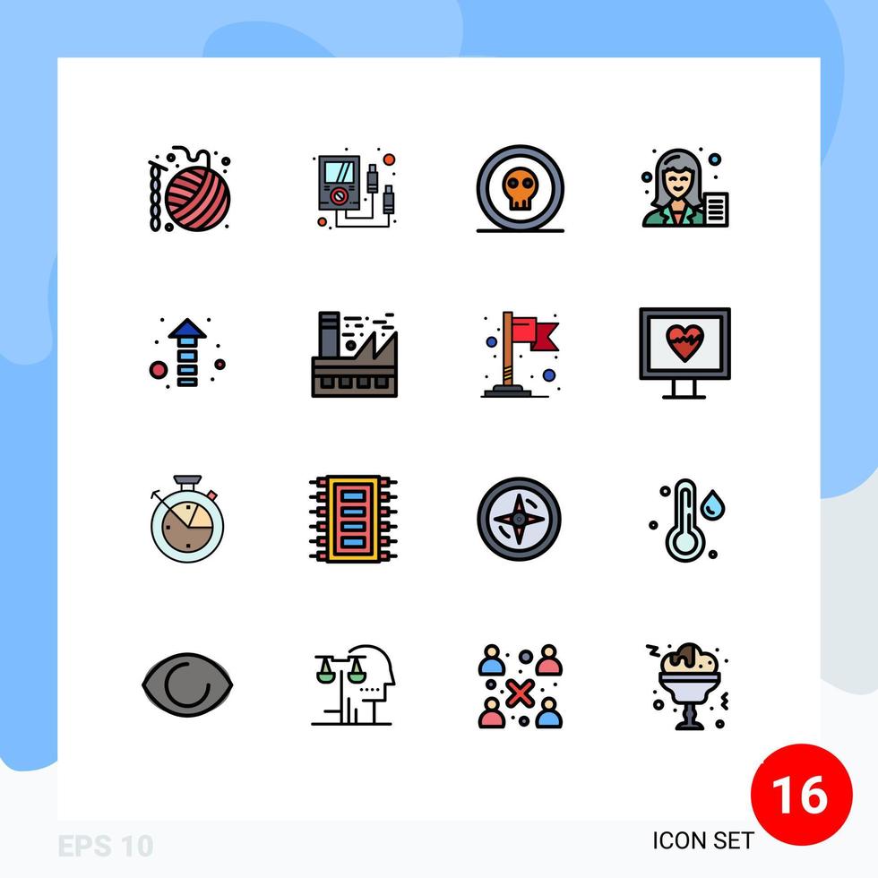 Set of 16 Modern UI Icons Symbols Signs for female blogger multi meter blog horror Editable Creative Vector Design Elements