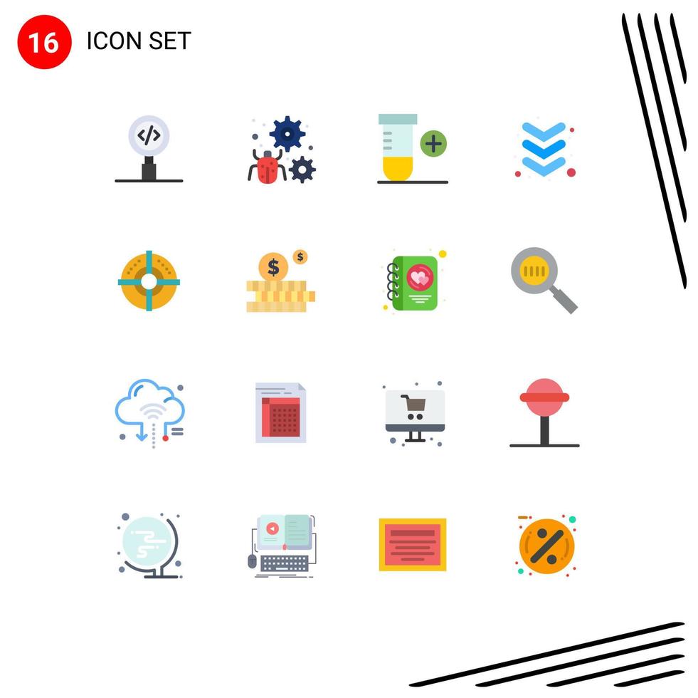 Editable Vector Line Pack of 16 Simple Flat Colors of arrow keyboard setting down space Editable Pack of Creative Vector Design Elements
