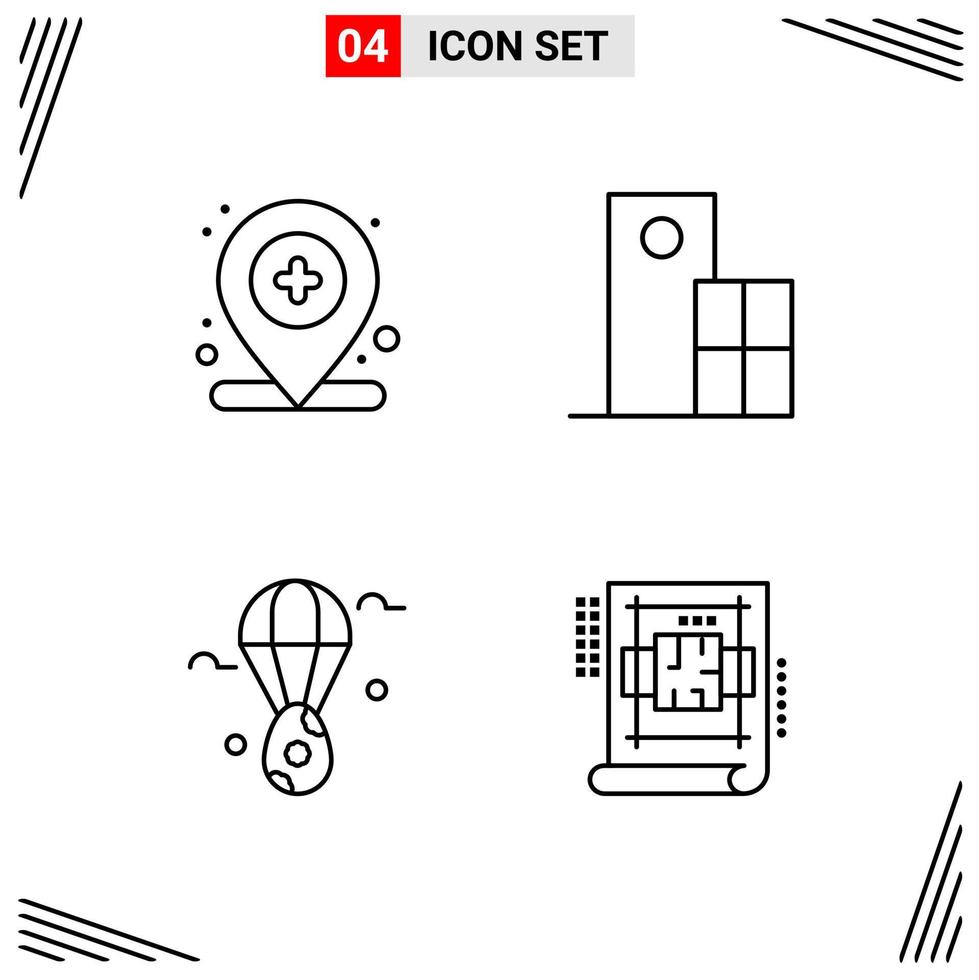 4 Icons Line Style Grid Based Creative Outline Symbols for Website Design Simple Line Icon Signs Isolated on White Background 4 Icon Set vector