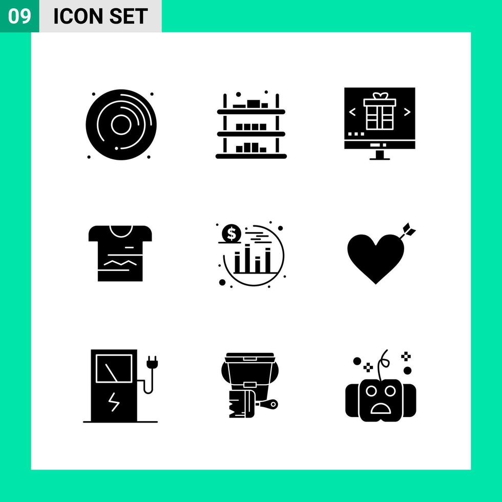 Pack of 9 Solid Style Icon Set Glyph Symbols for print Creative Signs Isolated on White Background 9 Icon Set vector