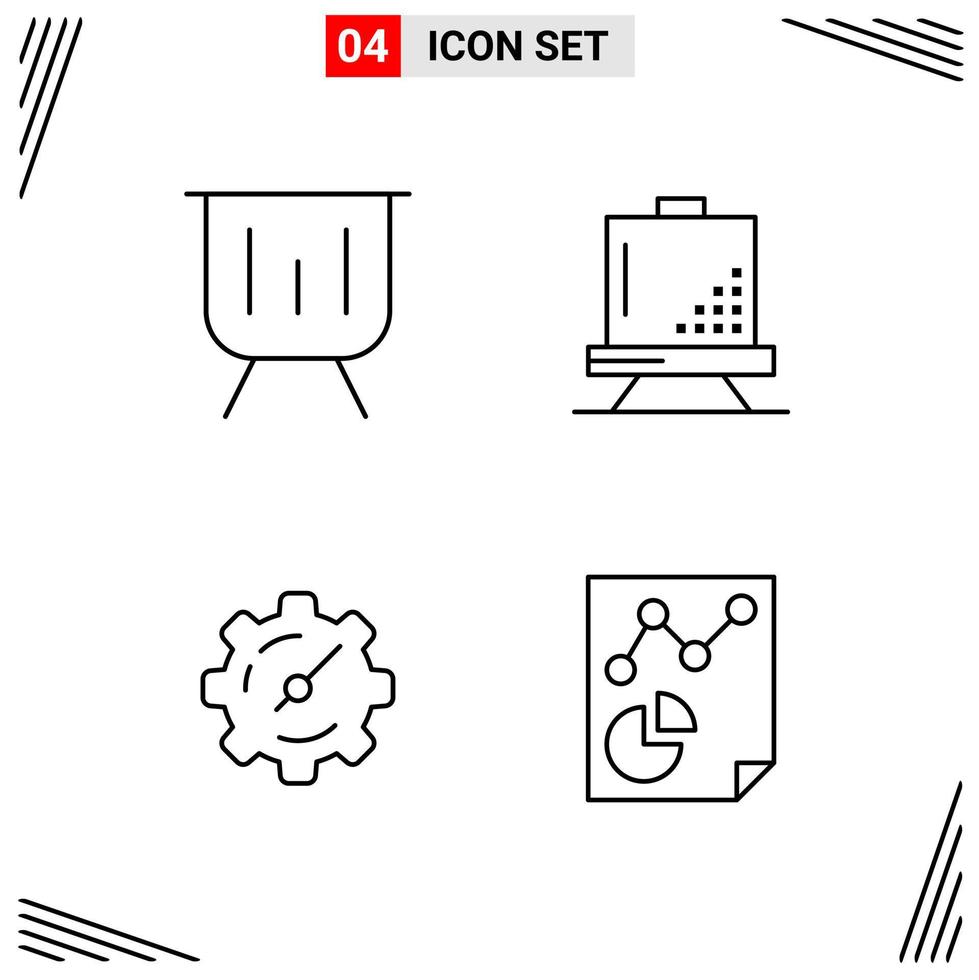 4 Icons Line Style Grid Based Creative Outline Symbols for Website Design Simple Line Icon Signs Isolated on White Background 4 Icon Set vector