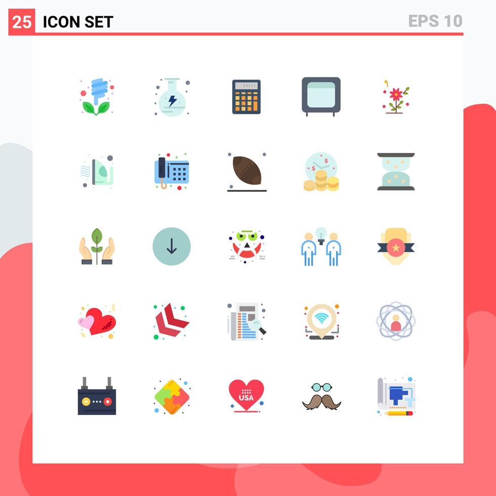 Mobile Interface Flat Color Set of 25 Pictograms of money box calculator bank financial Editable Vector Design Elements