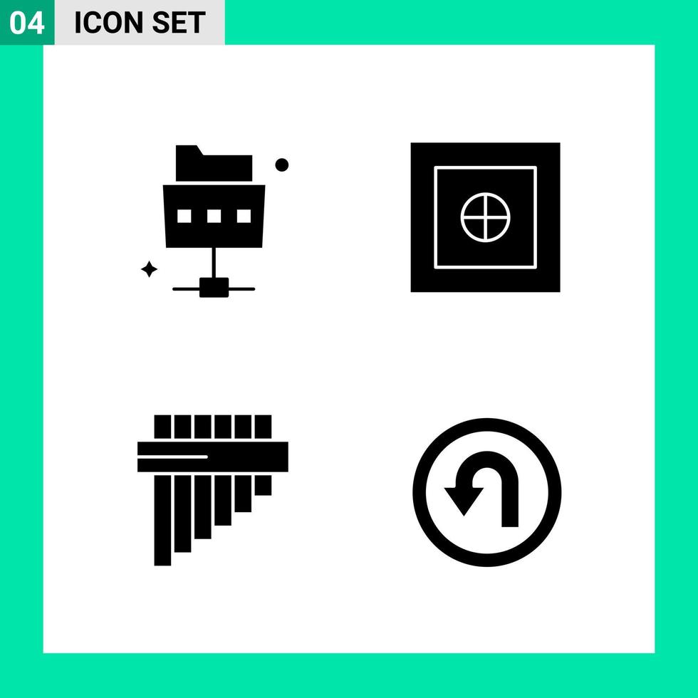 Pack of 4 Solid Style Icon Set Glyph Symbols for print Creative Signs Isolated on White Background 4 Icon Set vector