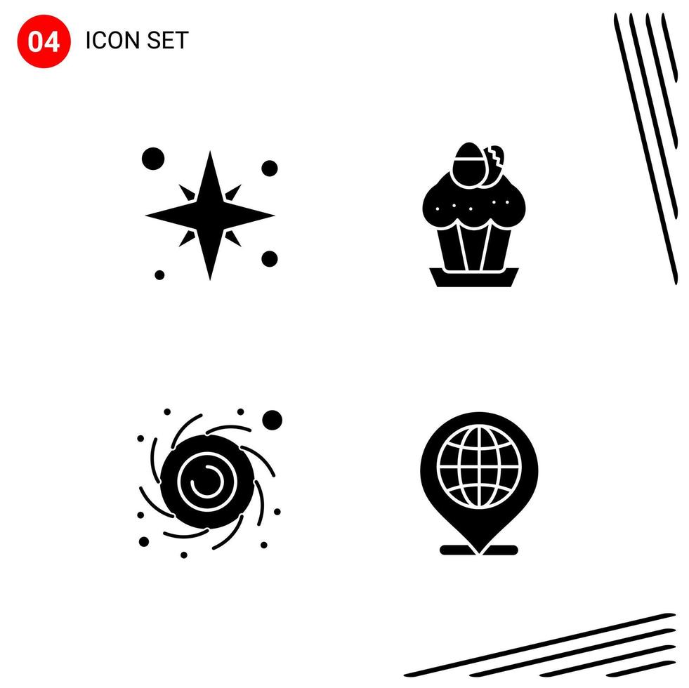 Collection of 4 Vector Icons in solid style Pixle Perfect Glyph Symbols for Web and Mobile Solid Icon Signs on White Background 4 Icons