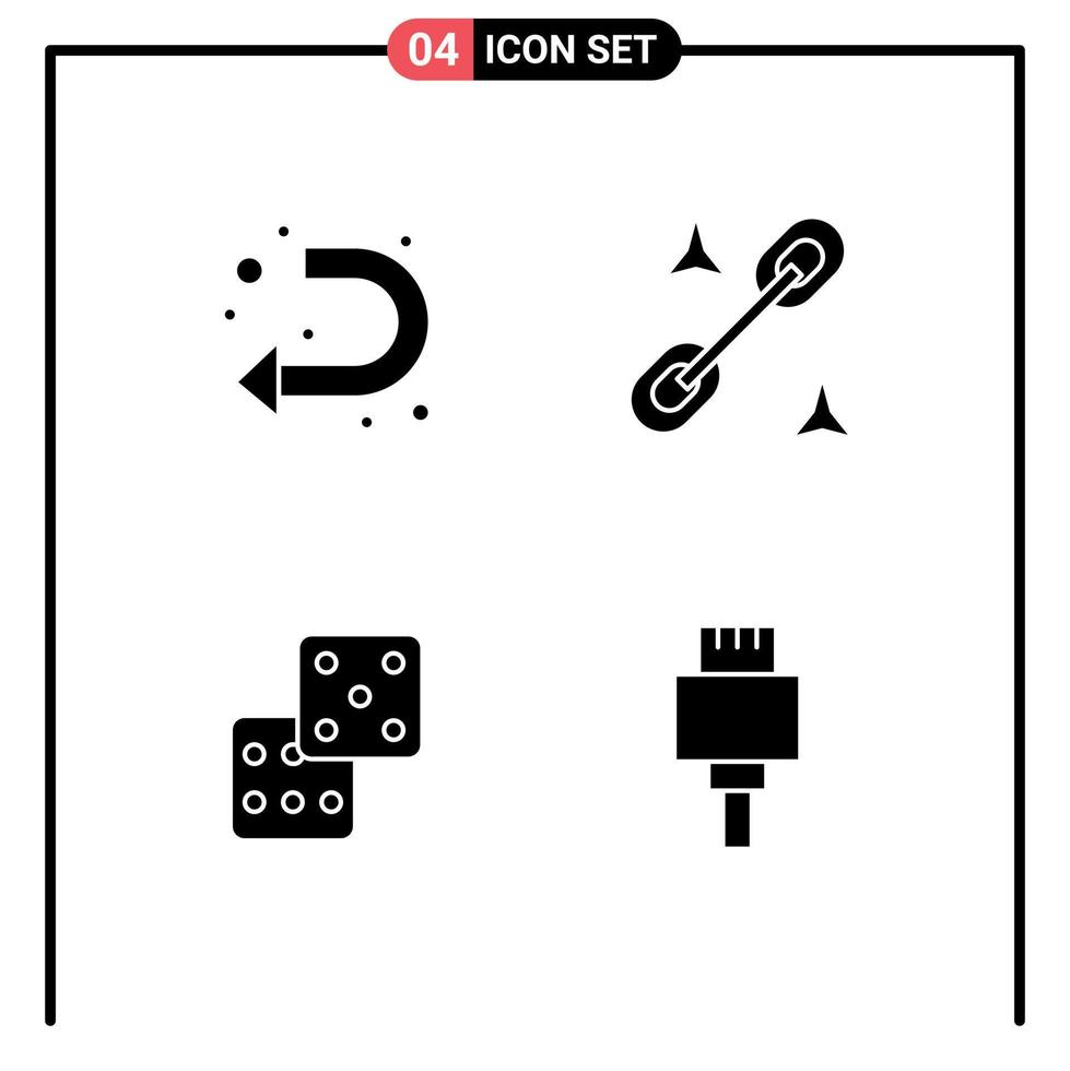 4 Universal Solid Glyph Signs Symbols of arrow gambling left seo devices Editable Vector Design Elements