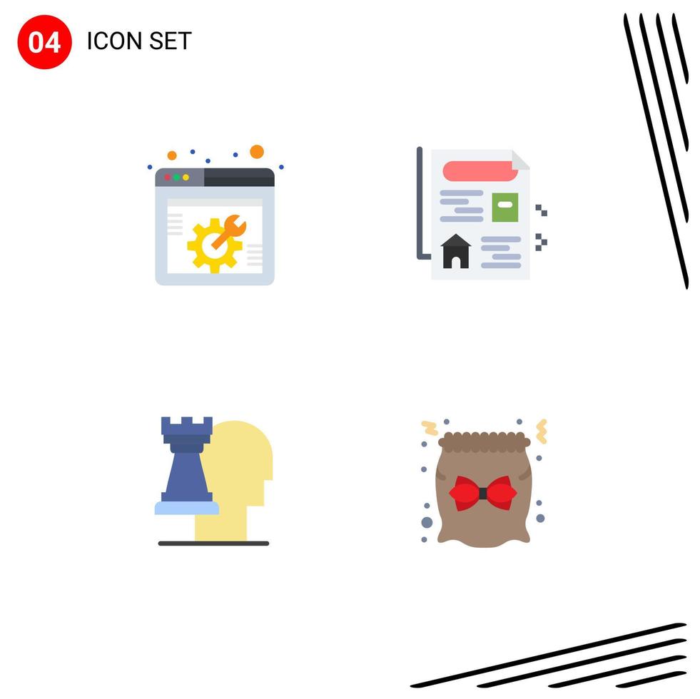 Pictogram Set of 4 Simple Flat Icons of spanner modern webpage real bag Editable Vector Design Elements