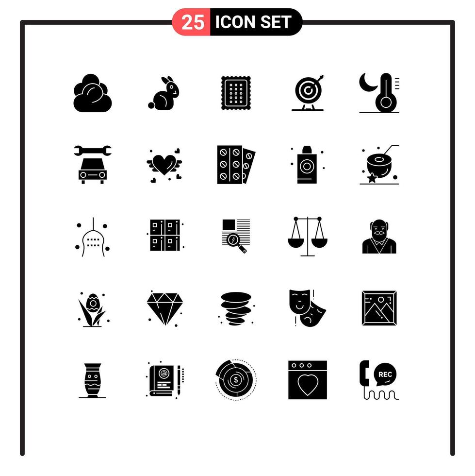 Stock Vector Icon Pack of 25 Line Signs and Symbols for climate arrow baking achievement target Editable Vector Design Elements