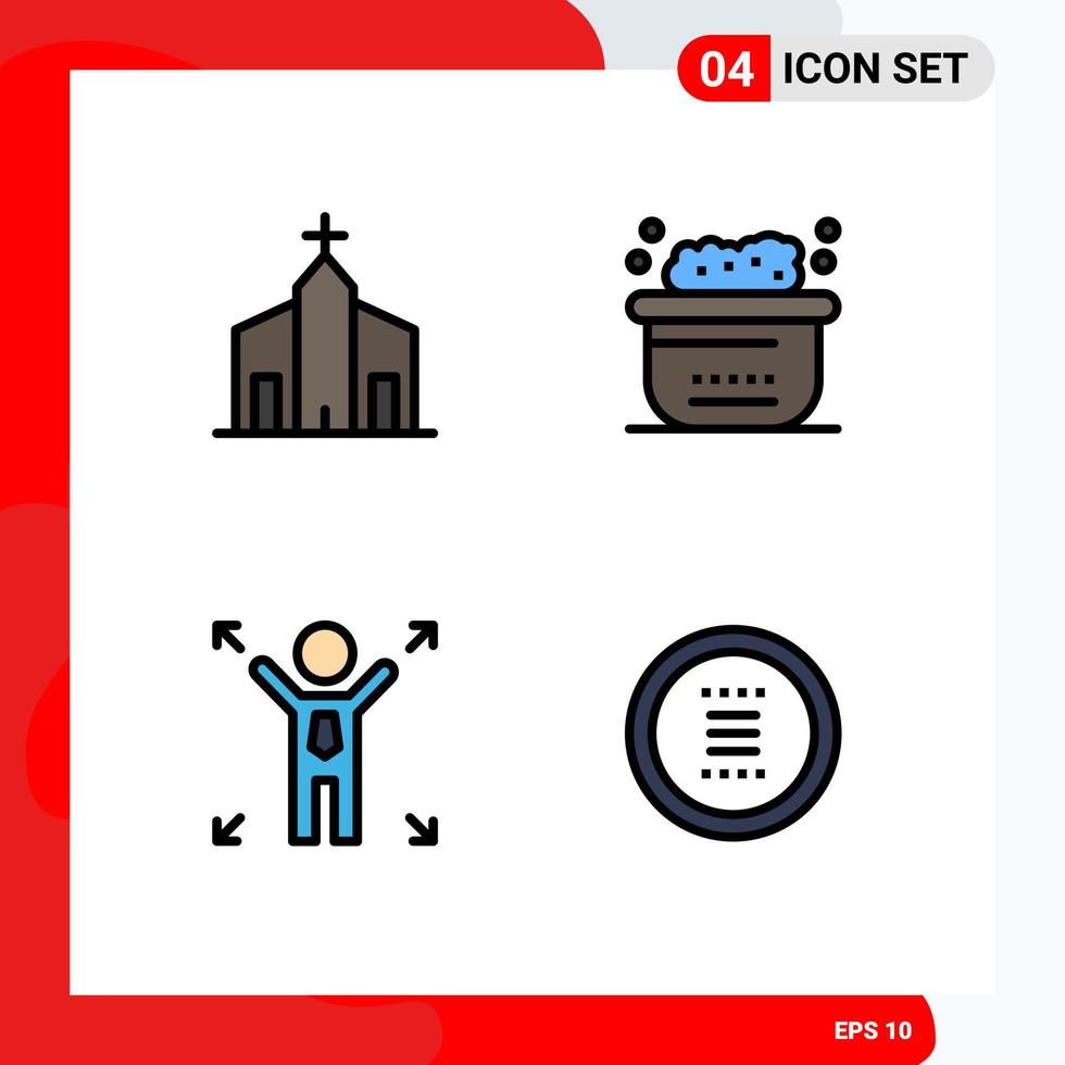 Stock Vector Icon Pack of 4 Line Signs and Symbols for building business historic bath opportunity Editable Vector Design Elements